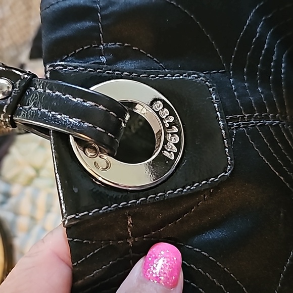 COACH BLACK Alex Stitched Large Handle Tote Shoulder Purse - Picture 10 of 12